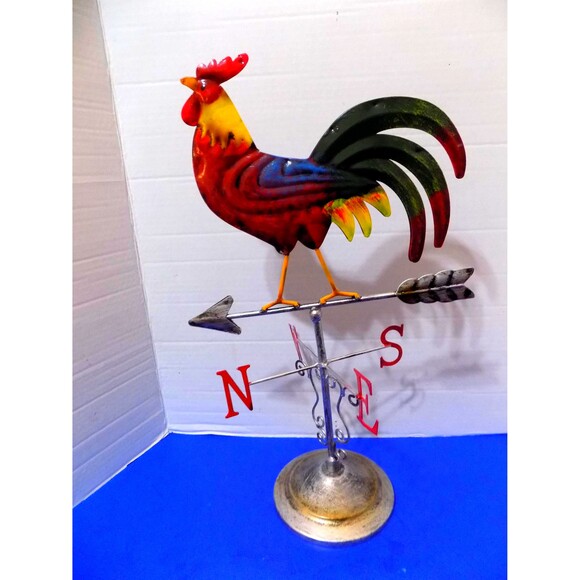 New Rooster Weathervane Metal Movable Figurine Sculpture Country Farmhouse Decor - Picture 6 of 6